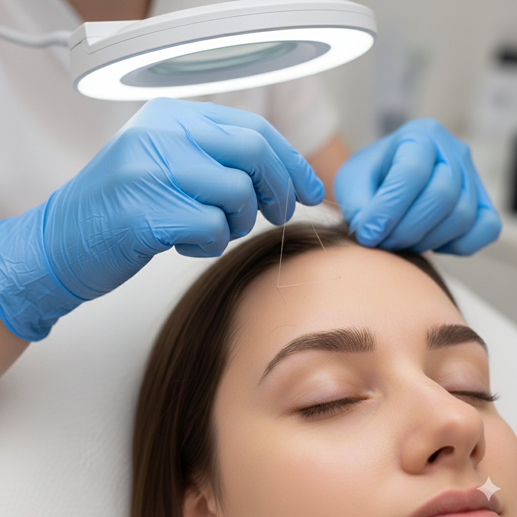 ازالة شعر الحاجب الزائد باستخدام الخيط 